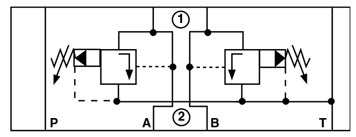 Принципиальная гидравлическая схема клапана ZDV-AB01-1-S0-D1, ZDV-AB01-5-S0-D1